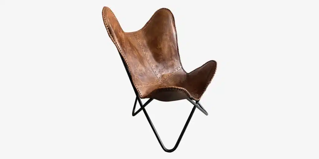 5. Retro Handmade Leather Butterfly Chair