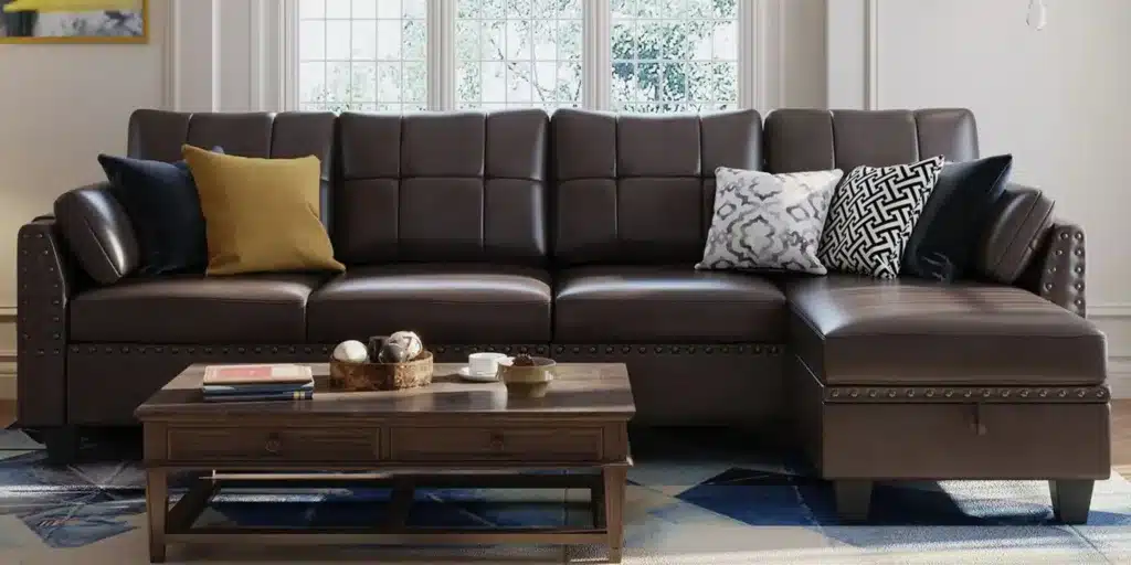 Honbay Faux Leather Sectional Sofa