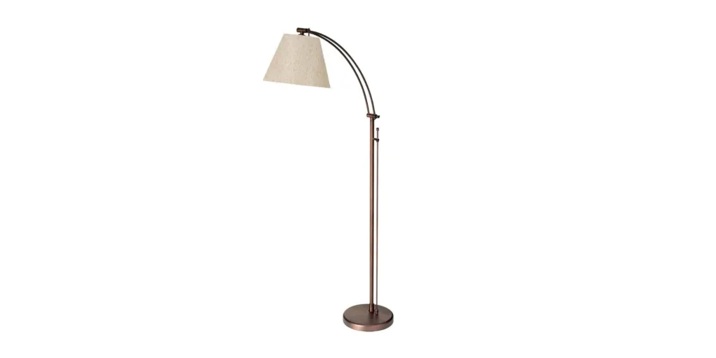 Hyannis Oi Brushed Bronze Adjustable Floor Lamp with Flax Shade