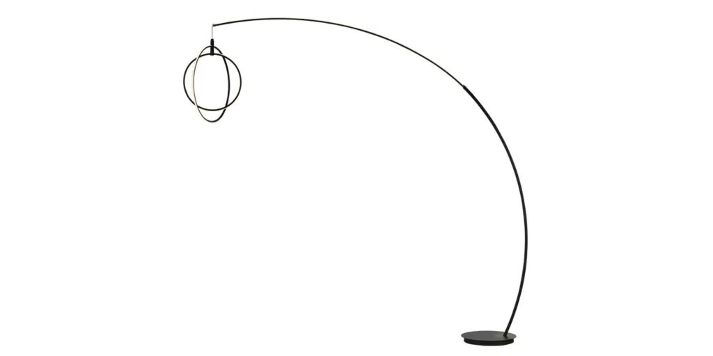 Monita matte black LED two-light arc floor lamp