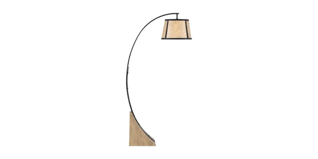 Oak River Gray and Blond Mica Arc Floor Lamp