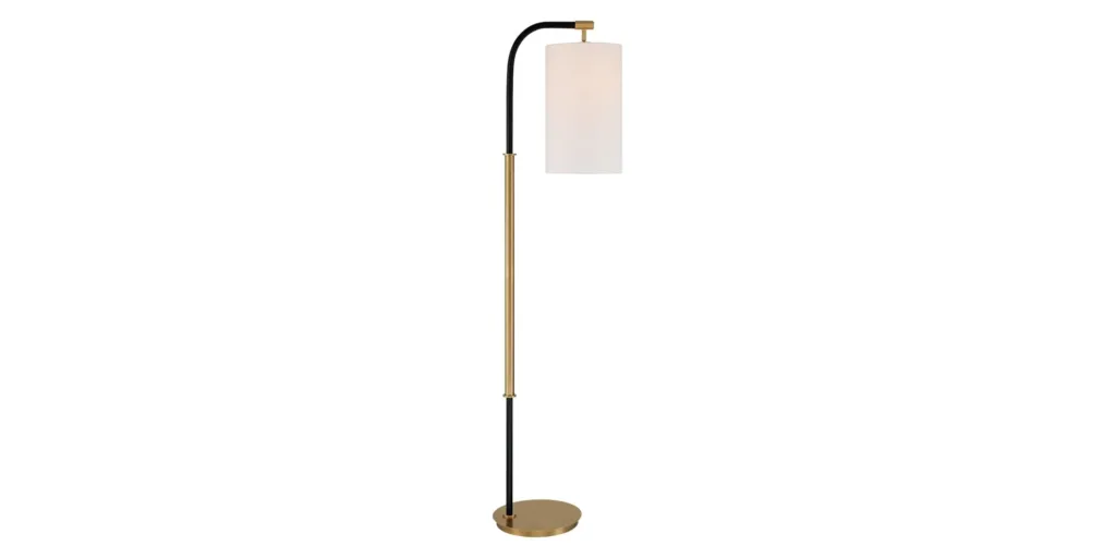 Possini Euro Sausalito Downbridge Floor Lamp in Warm Gold with Black