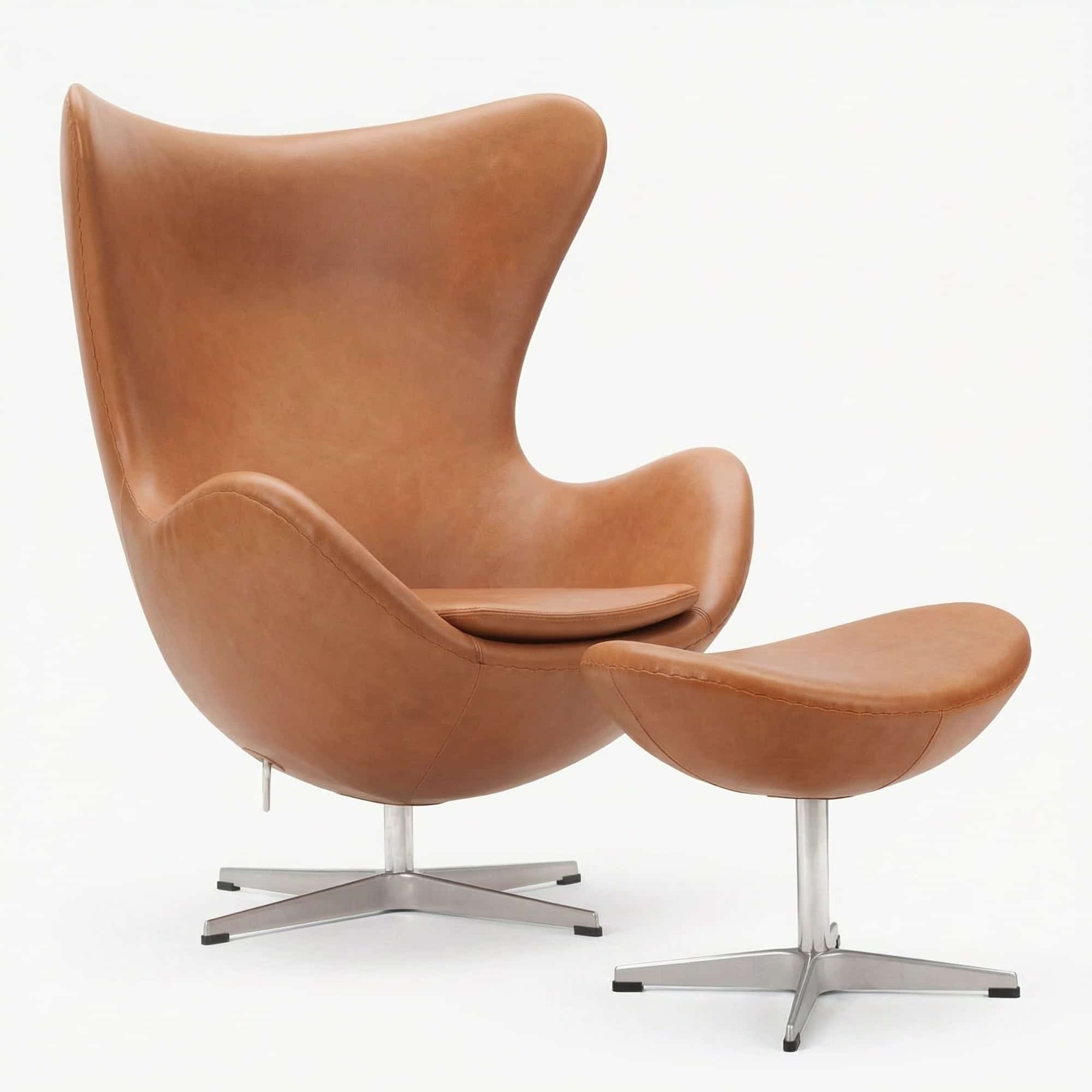 Arne Swivel Base Chair with Footstool (w/ Self-Return) - Sand | Sohnne