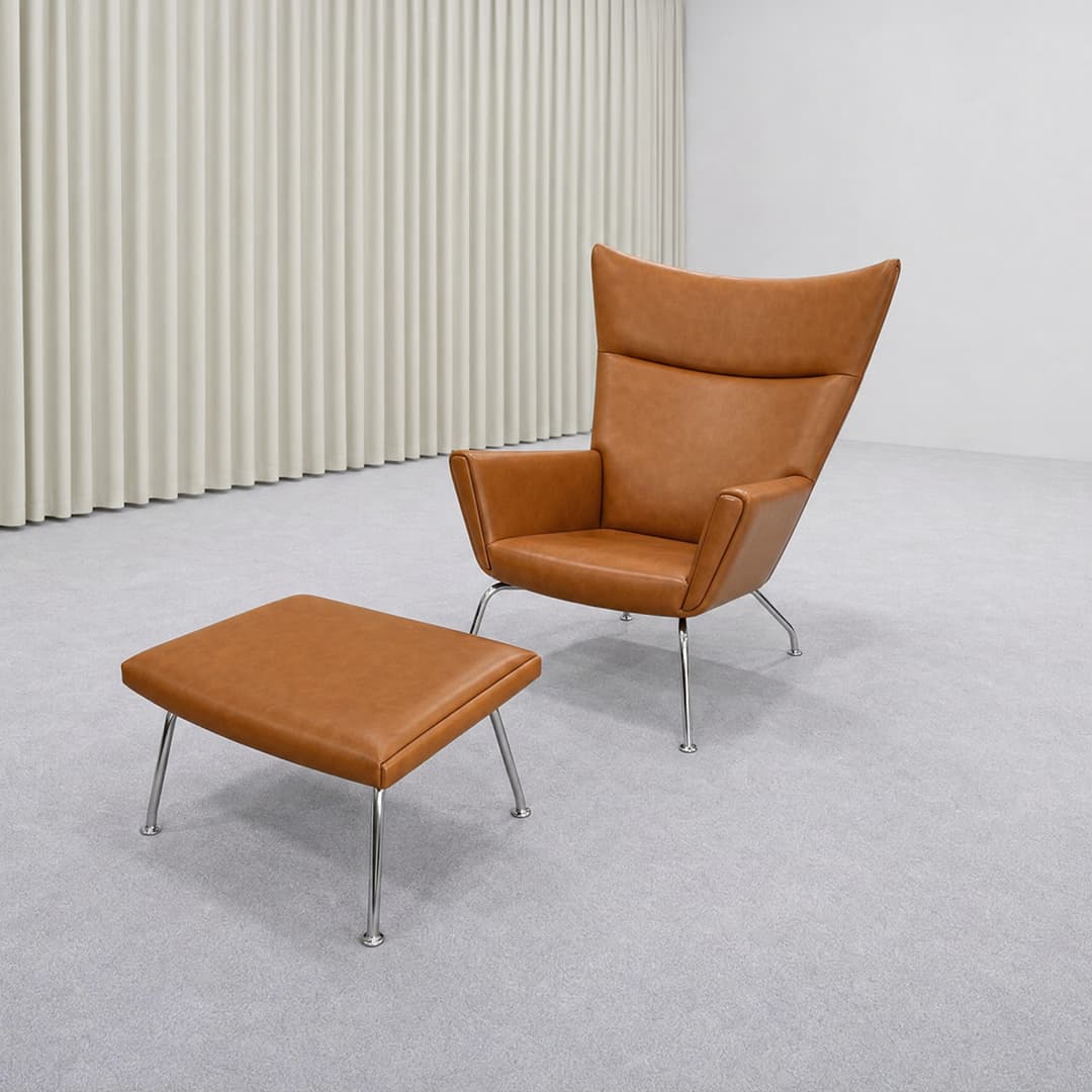 CH445 Wing Chair Brown 1