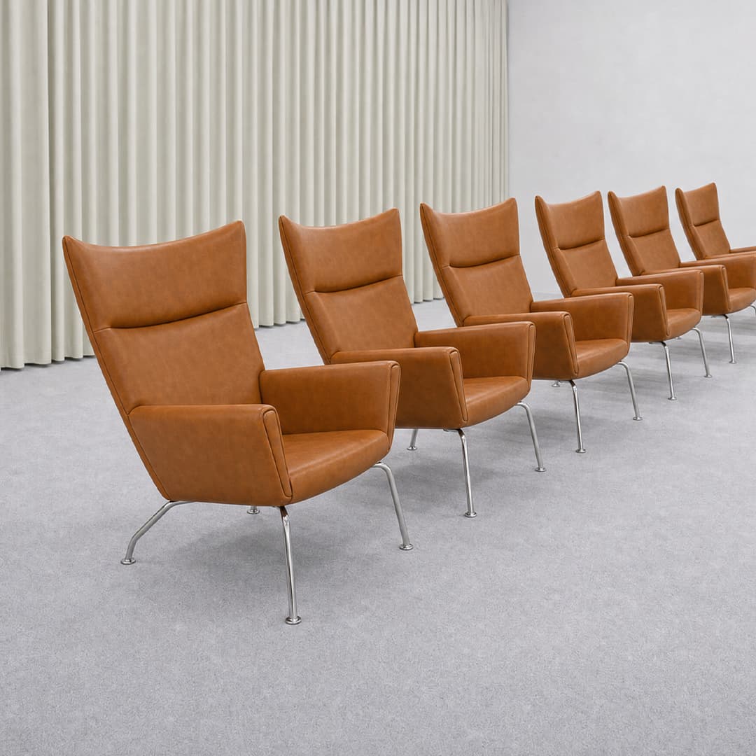 CH445 Wing Chair Brown 2