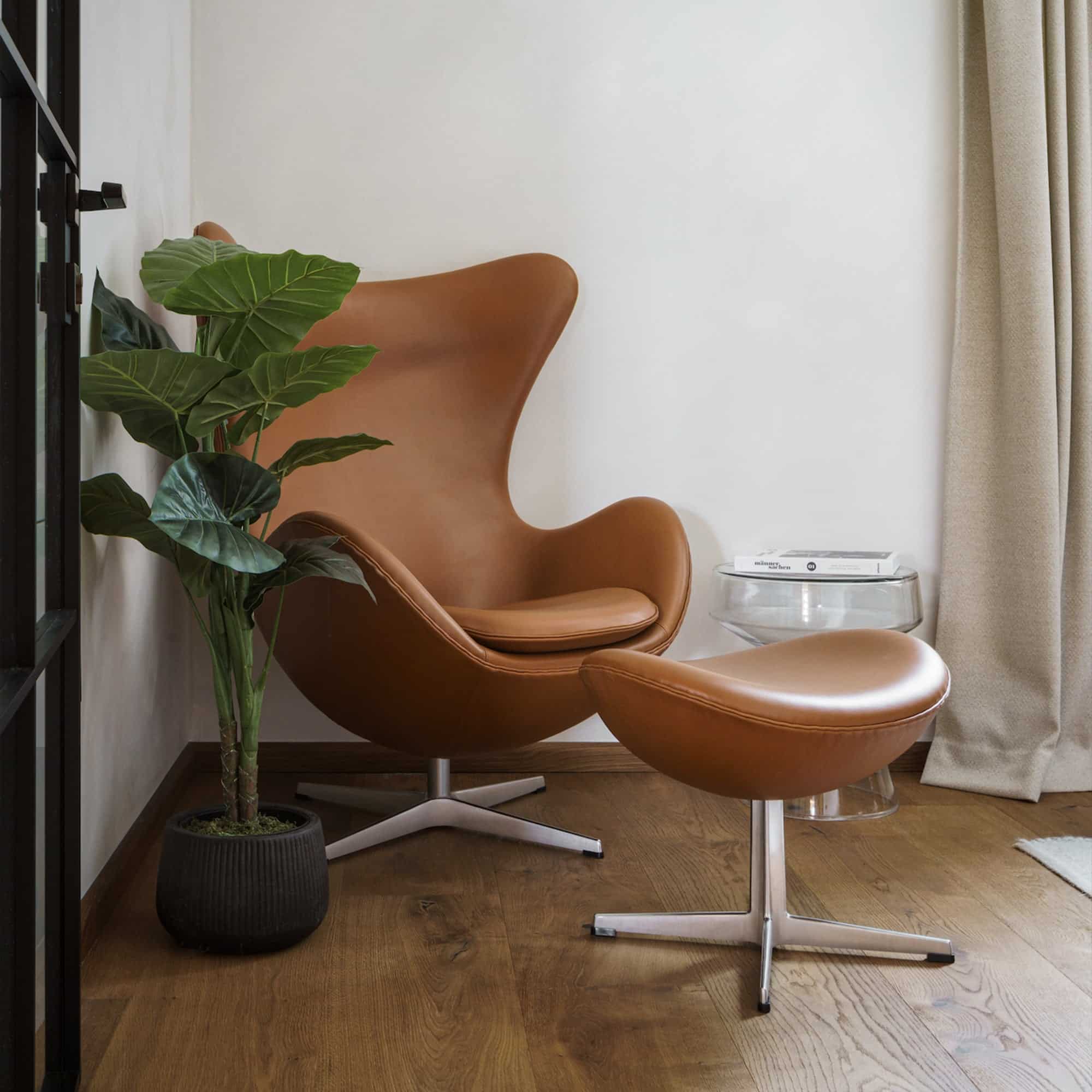 Arne Swivel Base Chair & Footstool (w/ Self-Return)