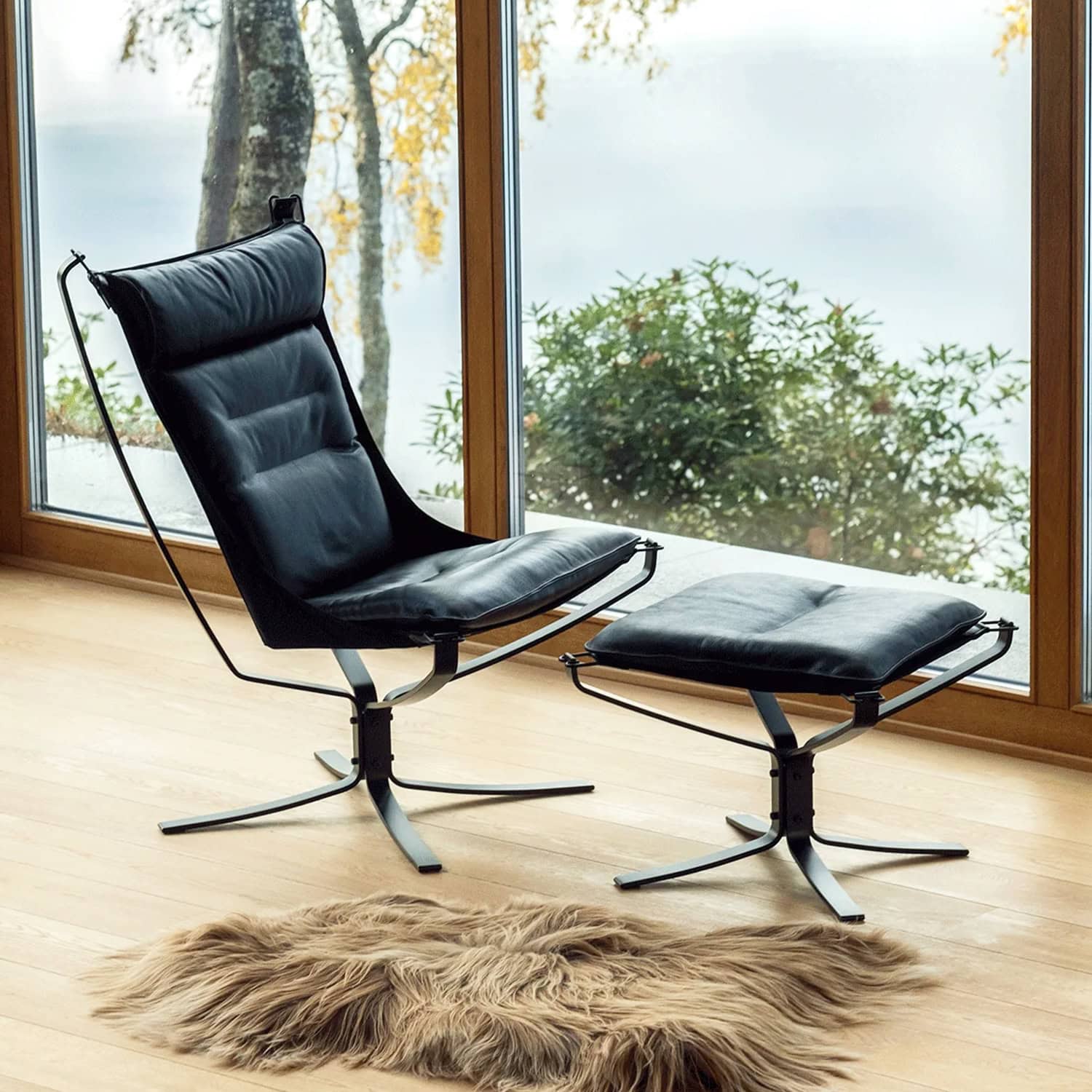 Falcon Chair and Ottoman Black 1