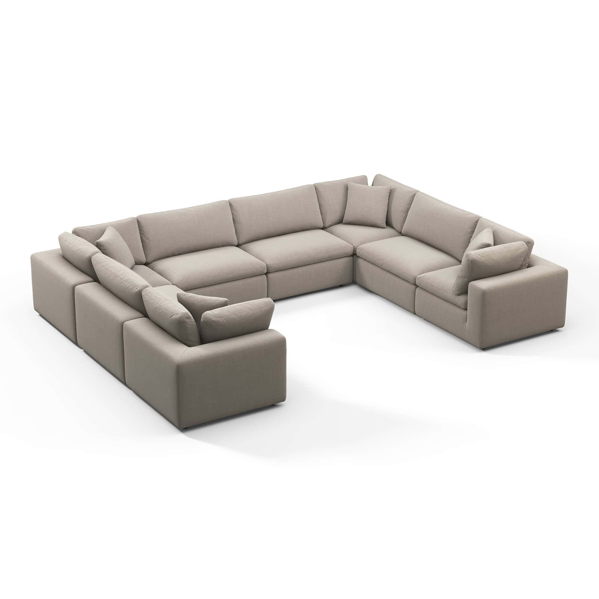 Cloud Sofa - 8 Seater U Beige (3) - Cloud Couch