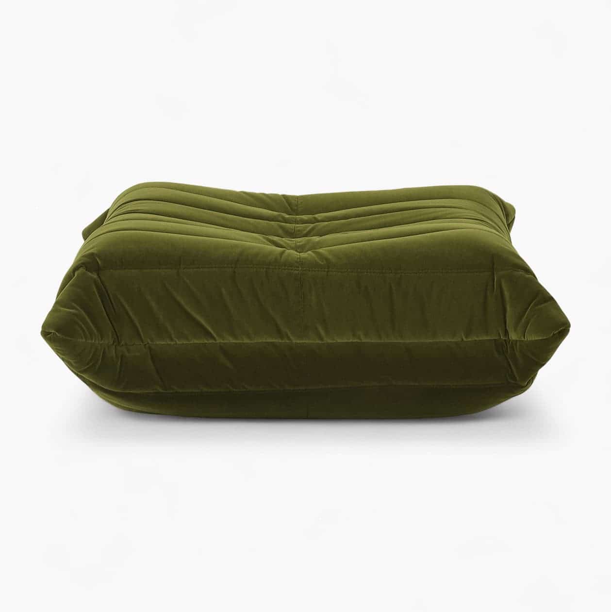 Ducaroy Ottoman Fabric Green Velvet 1 - Togo Ottoman