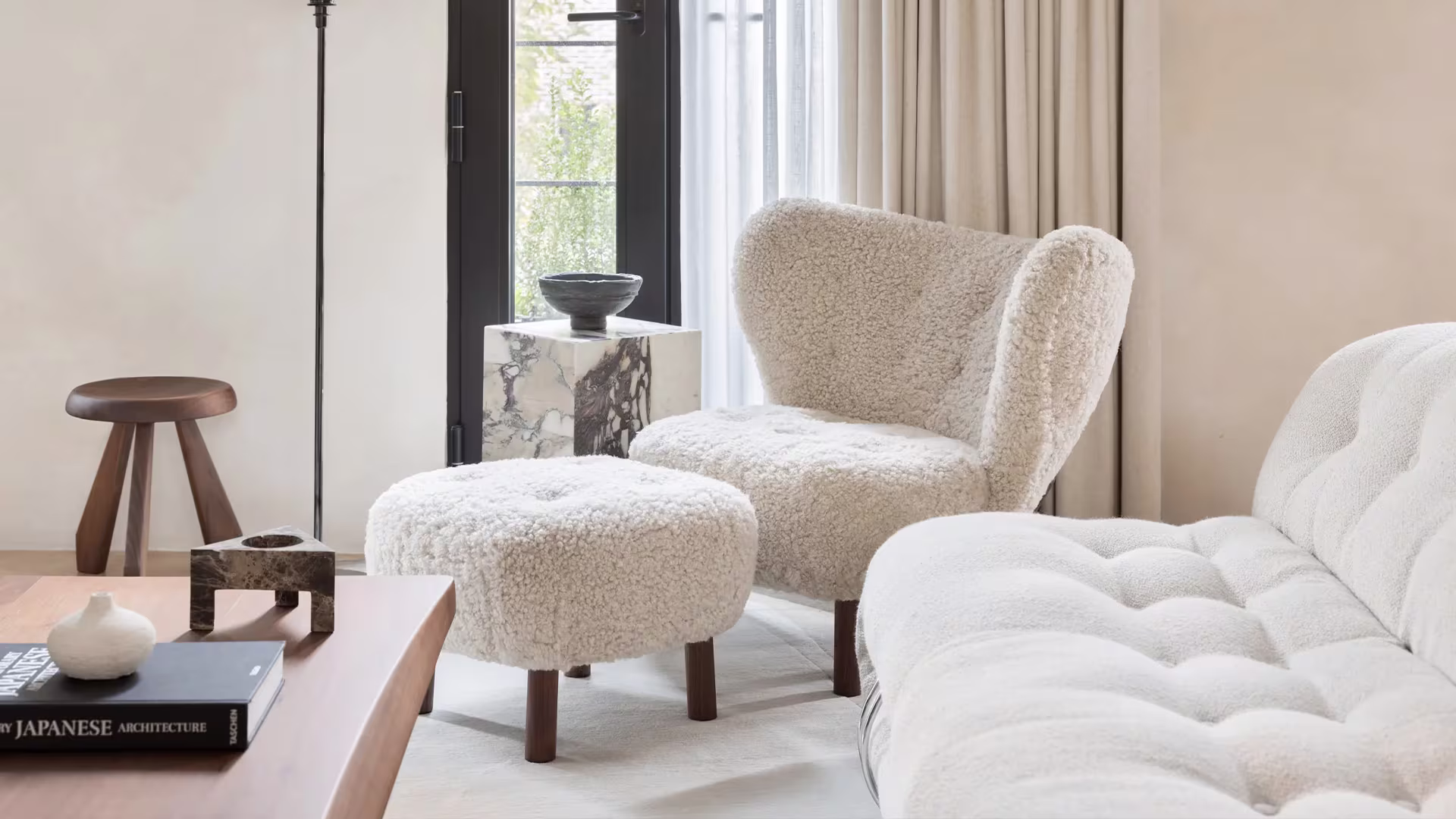 Yeti Sheepskin Armchair & Ottoman — gallery image 2