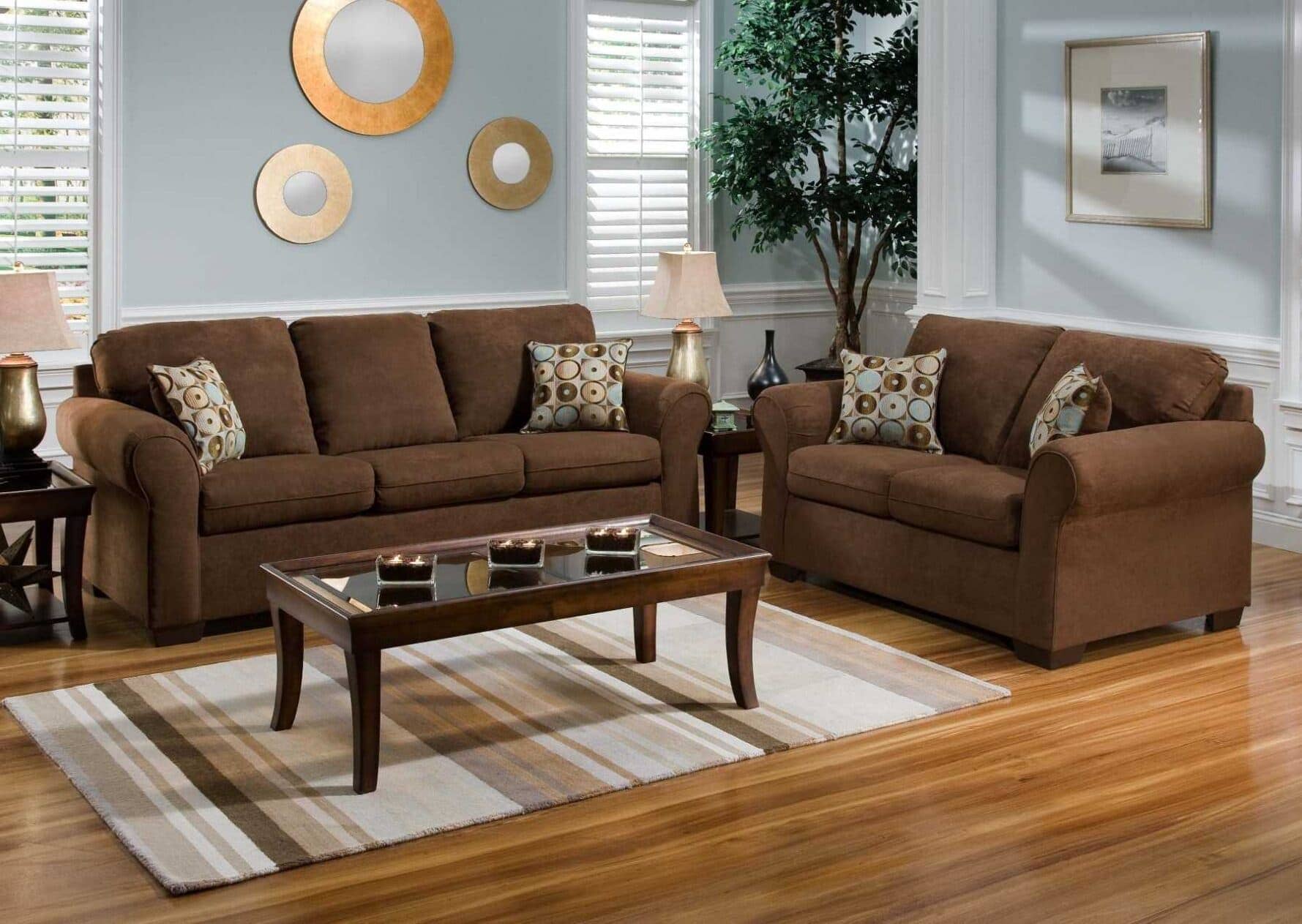 brown couch living room