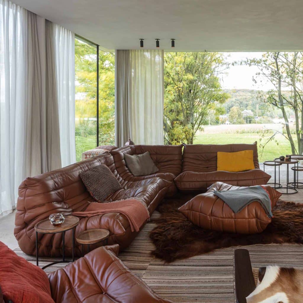 Ducaroy Leather - Brown 11 - Togo Sofa,  tree seater
