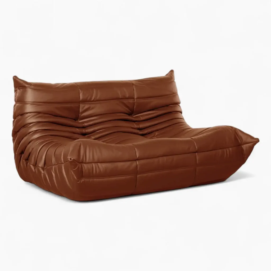 Togo Loveseat Fiber Leather Brown 4 - Togo