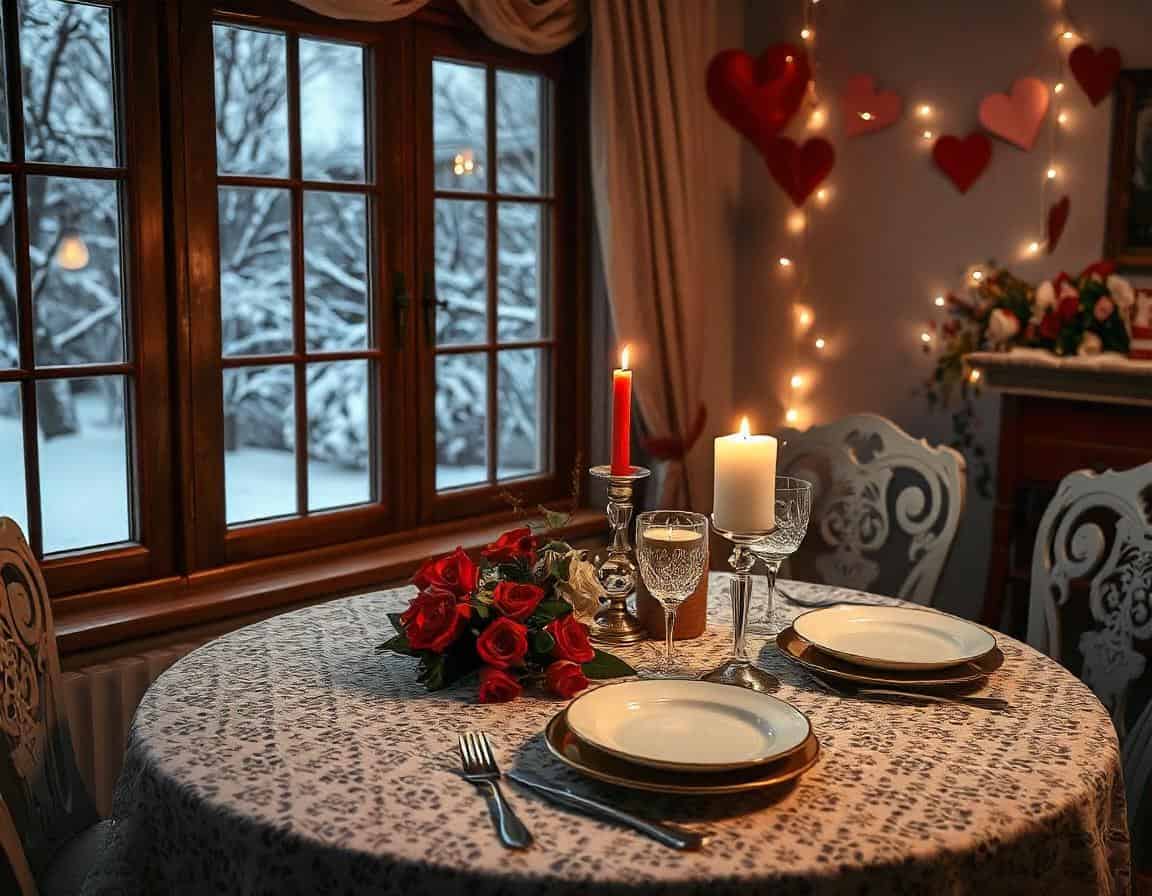 Valentine’s day dinner table setting