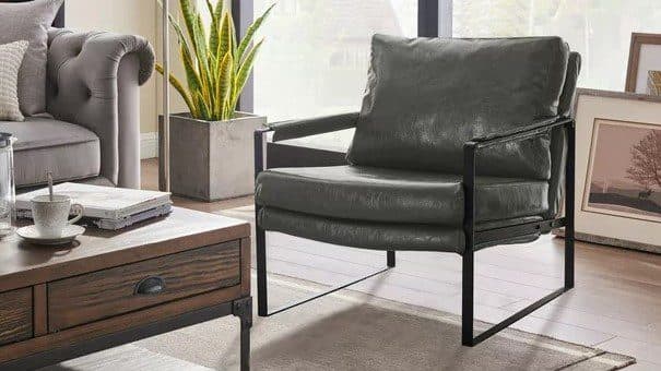 1001 Grey Leather Chair, Modern Luxury for Your Space