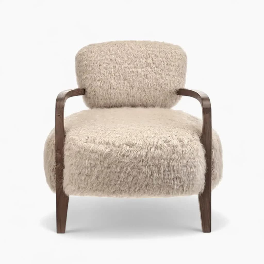 Yeti Sheepskin Armchair and Ottoman, Remastered