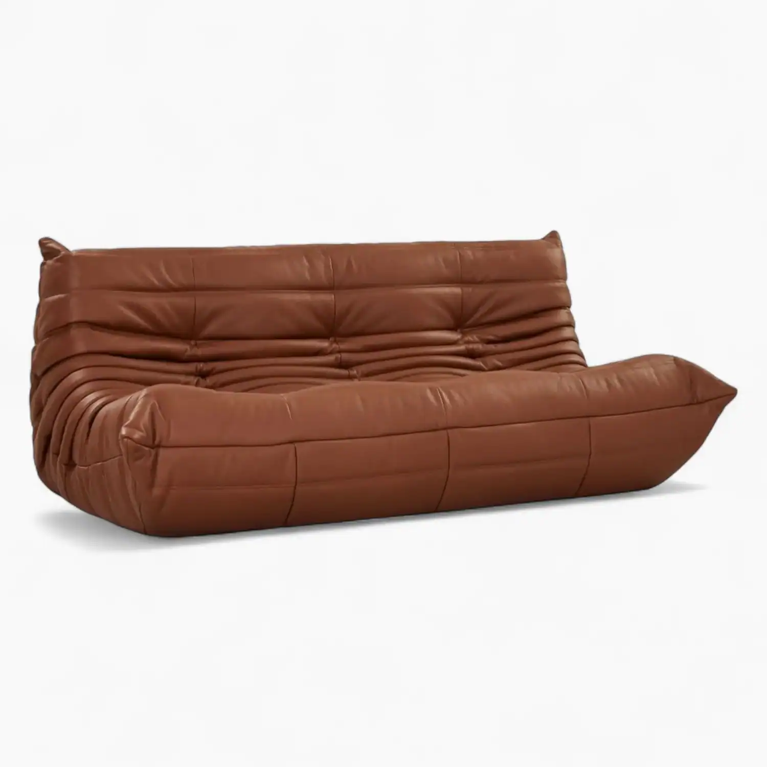 Togo Sofa Fiber Leather Brown 4 - Togo Sofa,  tree seater