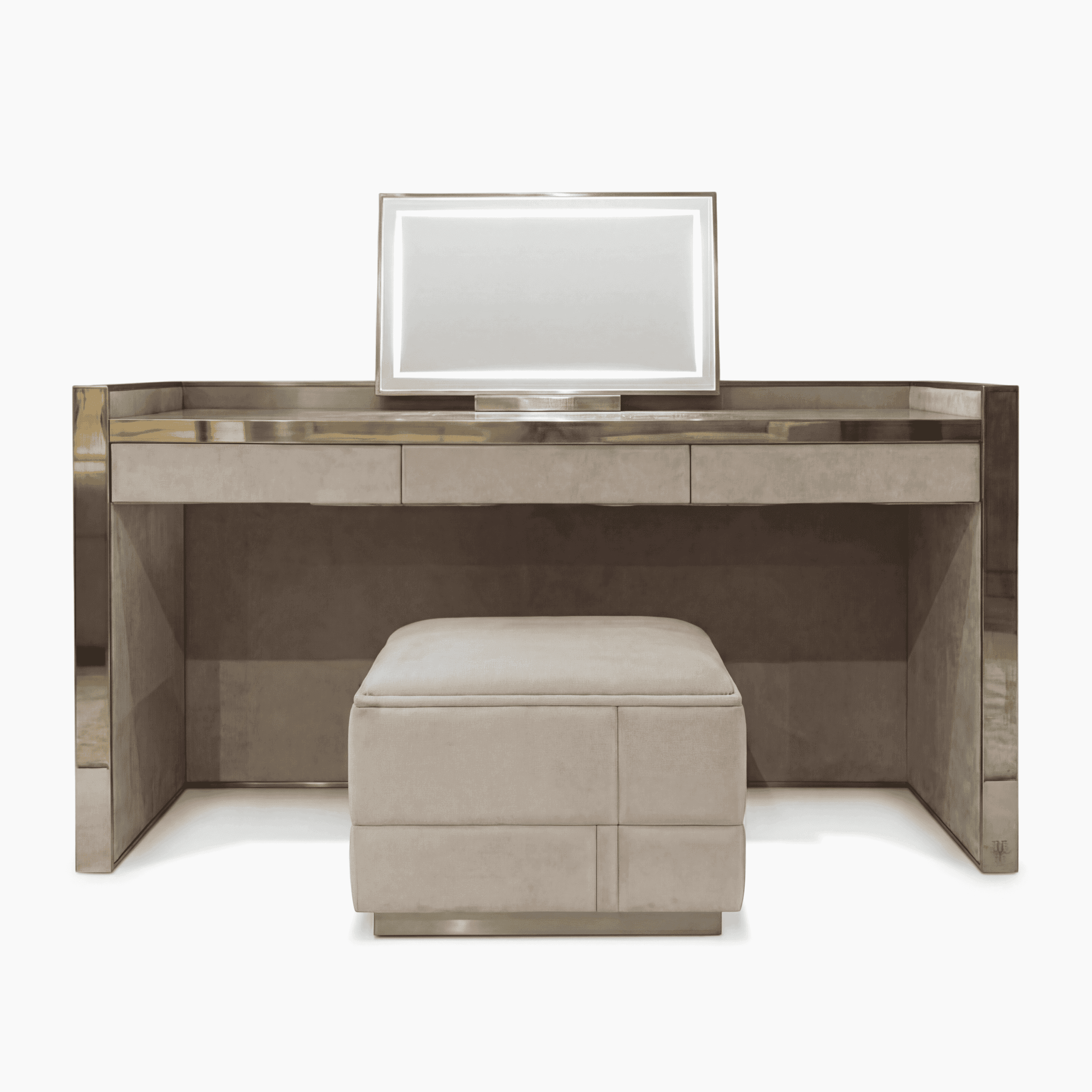 Lafitte Vanity Tables in Grey Leather