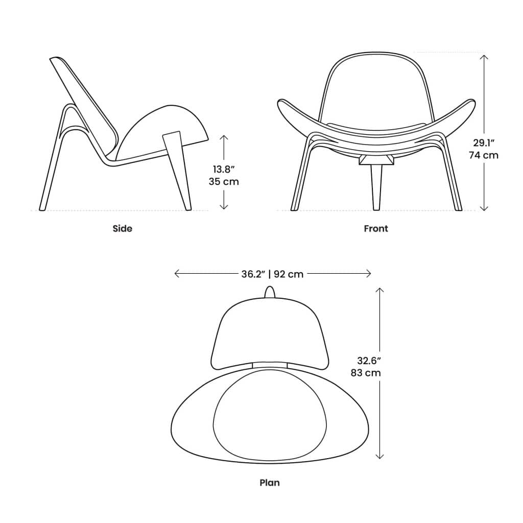 Dimensions CH07 Chair Mobile - CH07 Shell Chair, CH07 Shell Chair Replica
