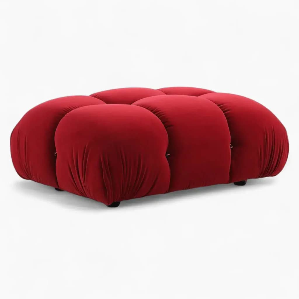 Camaleonda Sofa Module Ottoman Velvet Dark Red 1 - Camaleonda
