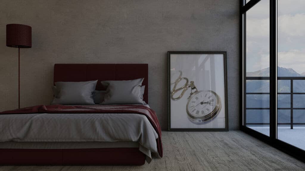 mid-century modern bedroom set - abstract art