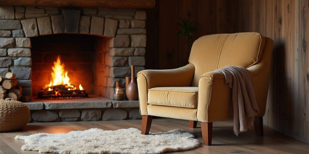 Accent chair decor ideas featuring velvet and bouclé fabrics for warmth and visual depth.