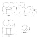 Dimensions La Mamma Up 5 Armchair with Ottoman Mobile - Replica, Up 50 Armchair and Ottoman Replica