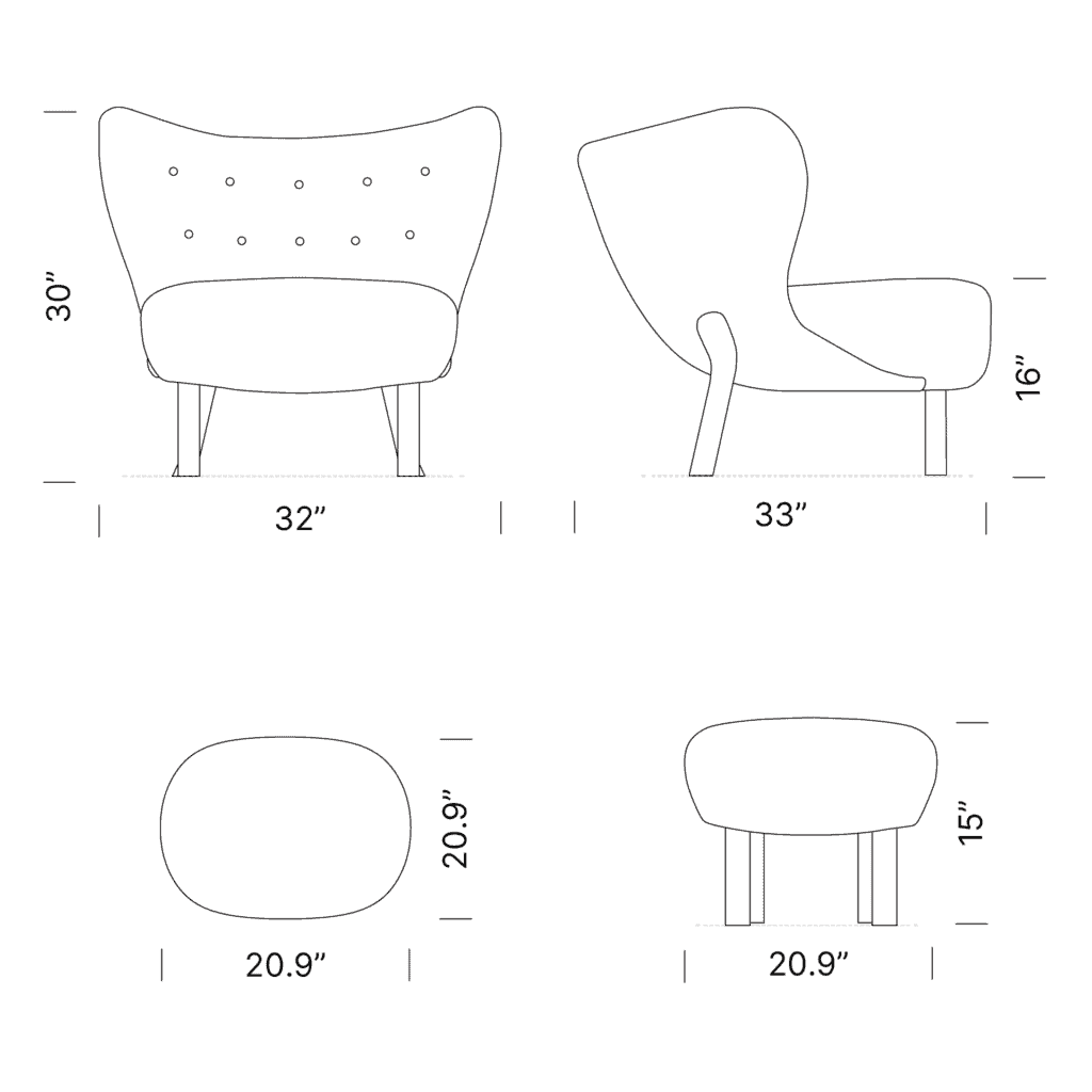 Dimensions Little Petra Lounge Chair Mobile 1 - Replica, Up 50 Armchair and Ottoman Replica
