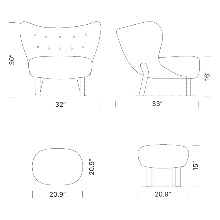 Dimensions Little Petra Lounge Chair Mobile 1 - Replica, Up 50 Armchair and Ottoman Replica