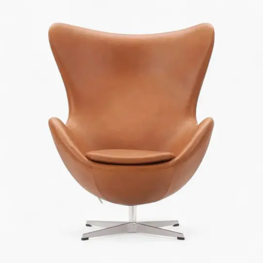 Egg Chair Replica with Stool Sand Brown 2 - Egg Chair,  Fritz Hansen Egg Chair