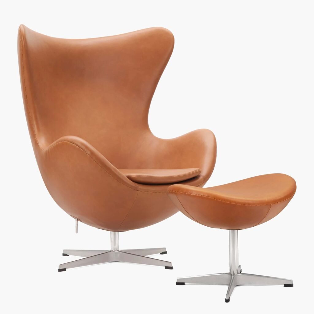 Egg Chair with Stool - Brown 1 - Egg Chair,  Fritz Hansen Egg Chair