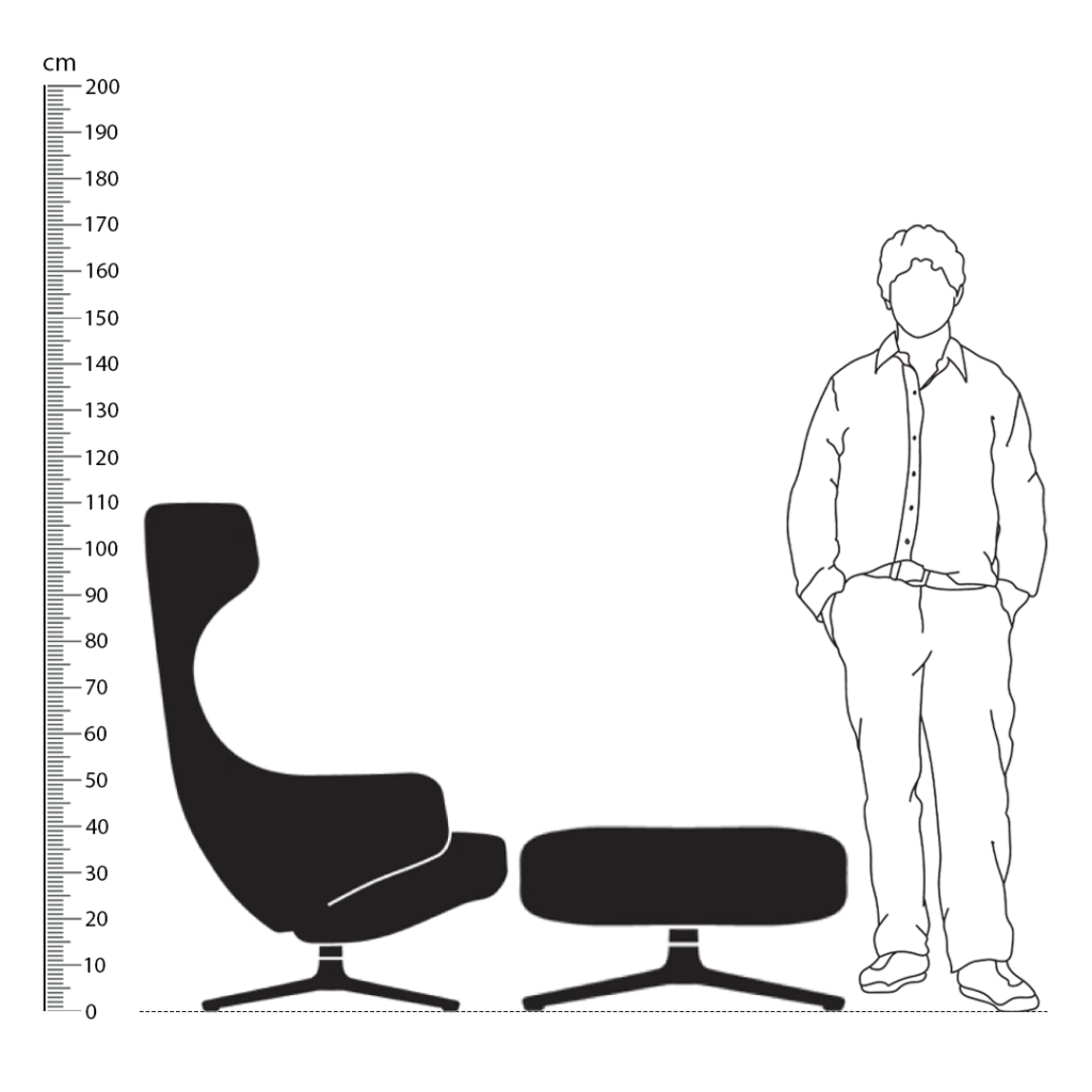 Grand Repos Lounge Chair and Ottoman Replica Height Comparison - Grand Repos