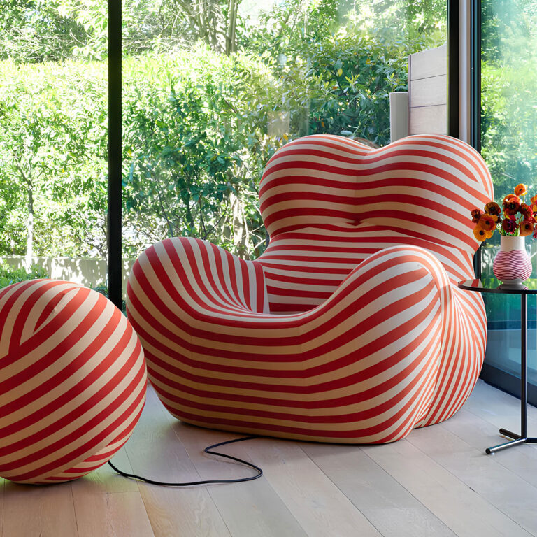 La Mamma Up Chair Fiery Red 19 - Replica, Up 50 Armchair and Ottoman Replica