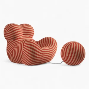 La Mamma Up Chair Fiery Red 2 - Replica, Up 50 Armchair and Ottoman Replica