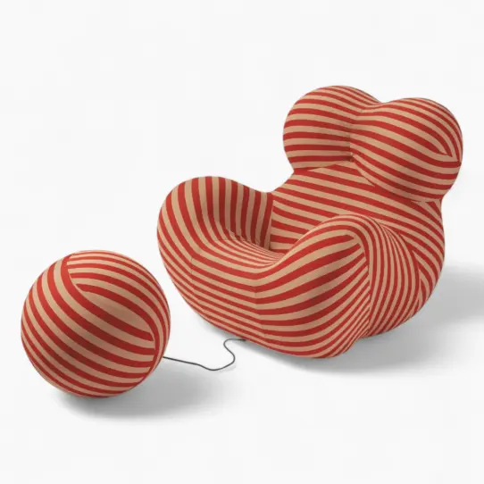 La Mamma Up Chair Fiery Red 3 - Replica, Up 50 Armchair and Ottoman Replica