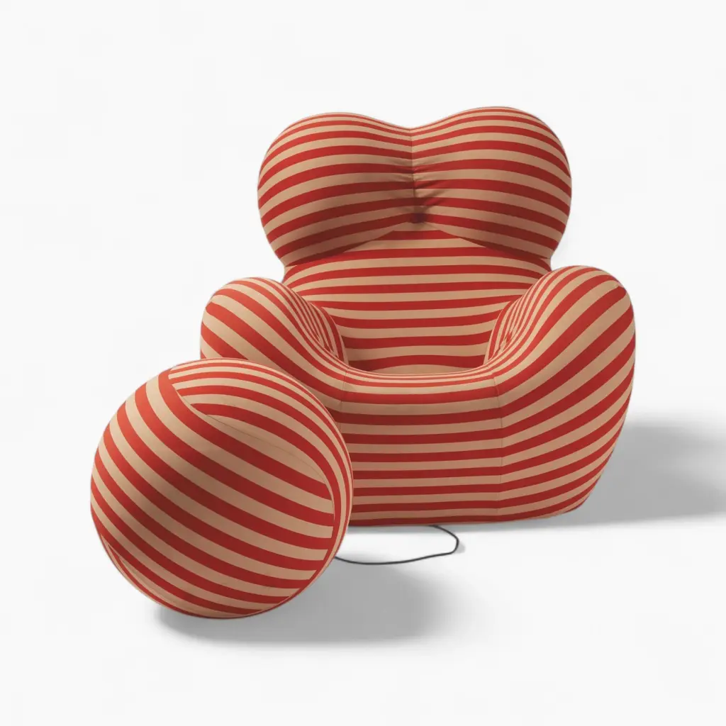 La Mamma Up Chair Fiery Red 4 - Replica, Up 50 Armchair and Ottoman Replica