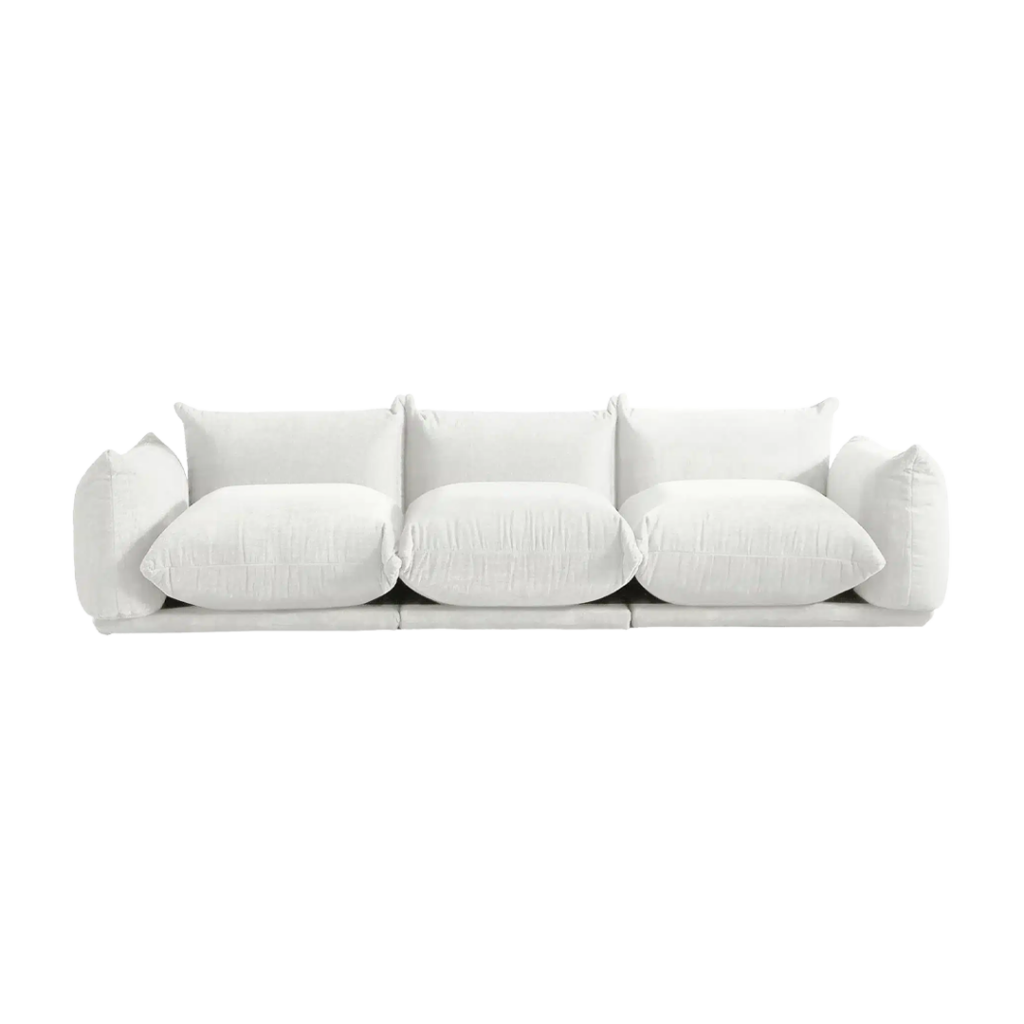 Marenco Sofa features oversized, cloud-like cushions that provide exceptional comfort.