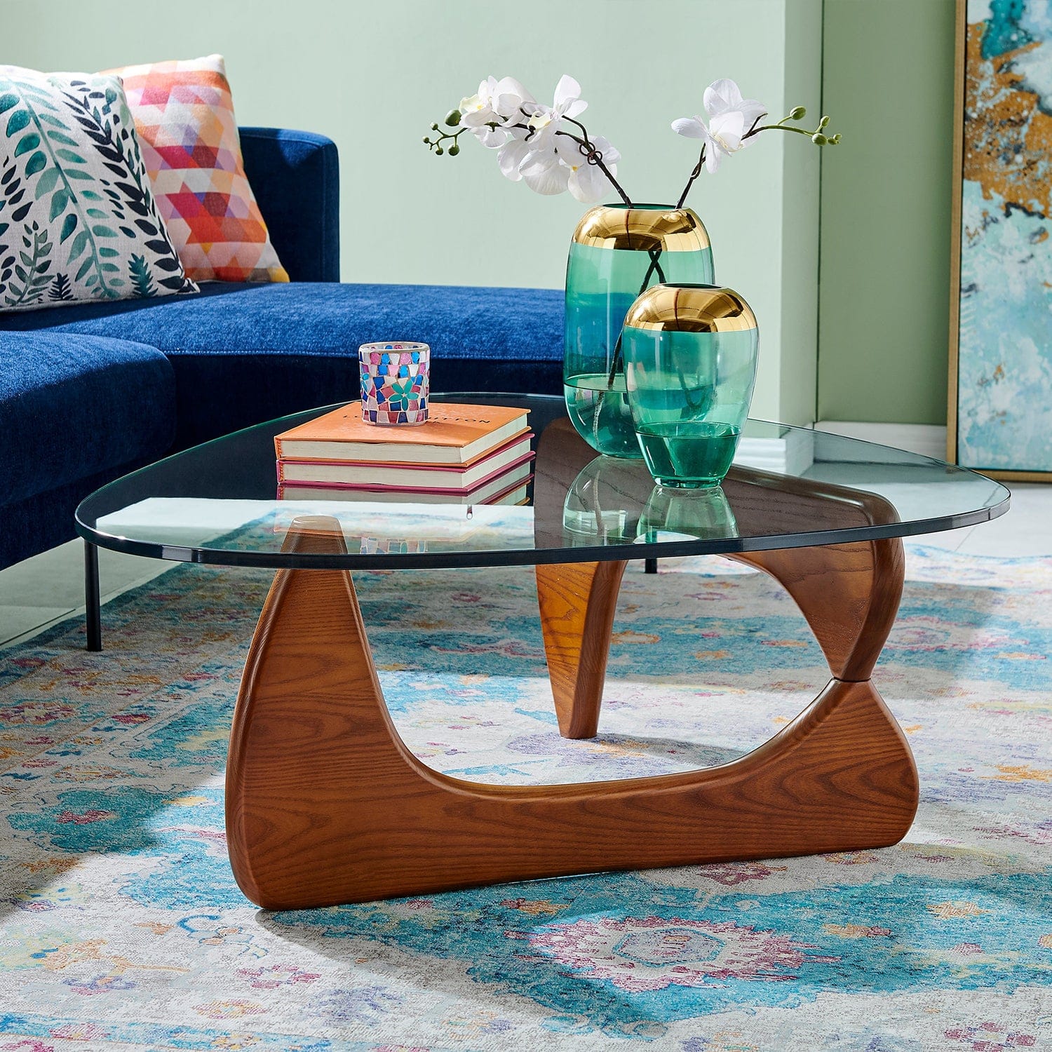 Noguchi Table Replica - Timeless Design with Solid Wood Legs and Glass Top.