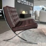 Iconic Barcelona Chair Replica with a premium dark brown leather