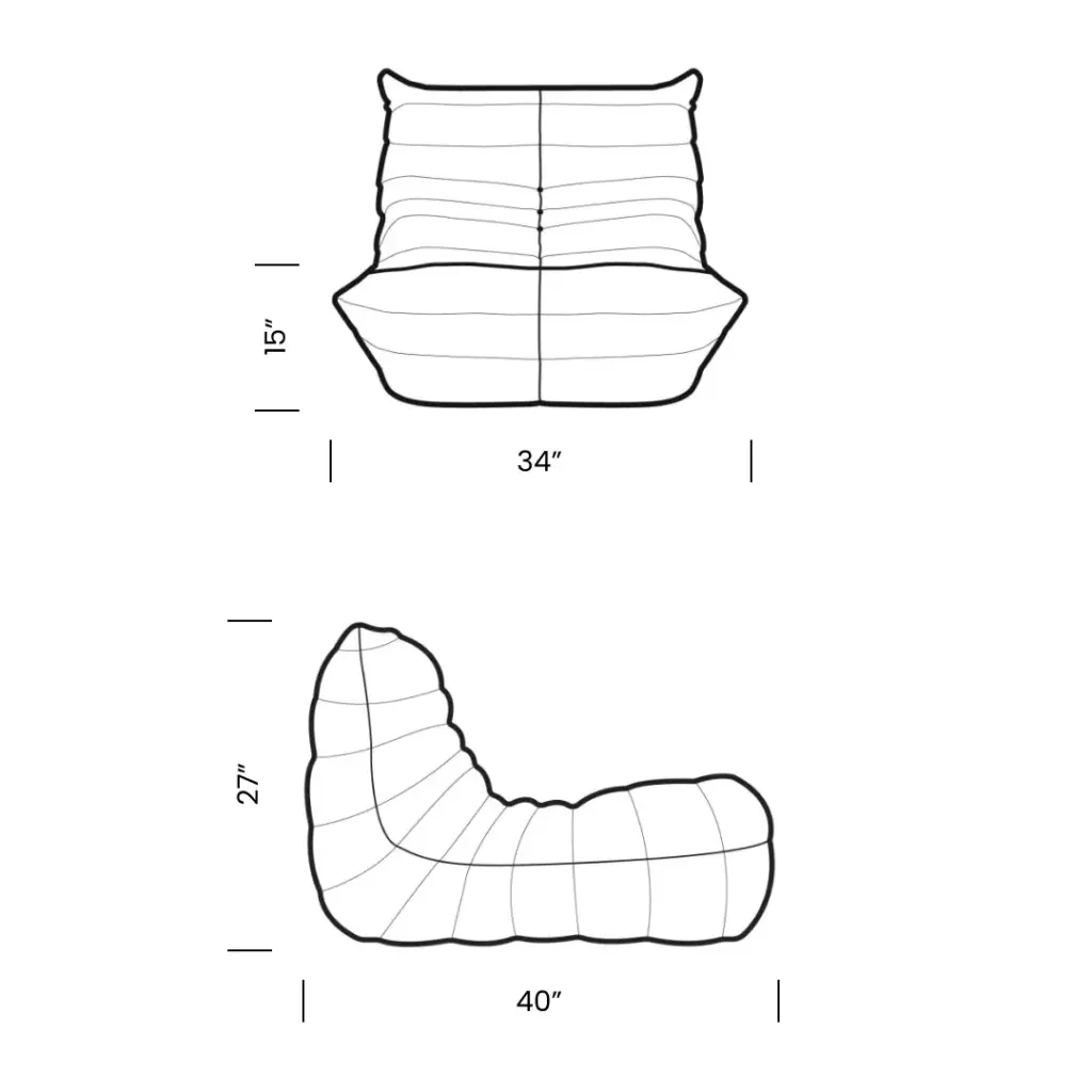 Togo Fireside Chair Mobile Dimensions - togo,  togo chair,  togo couch