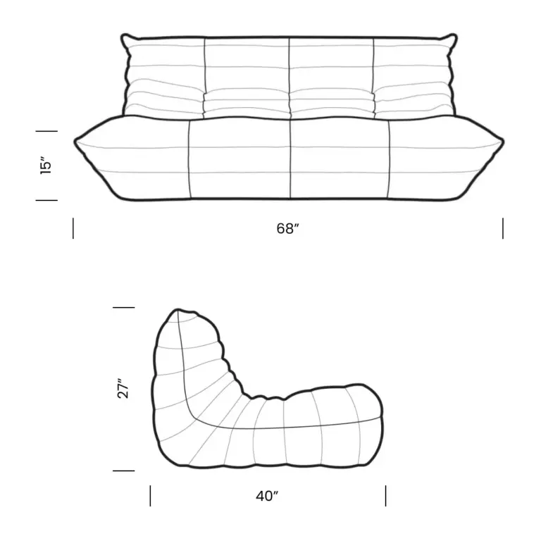 Togo Sofa Three Seater Mobile Dimensions - Togo Sofa