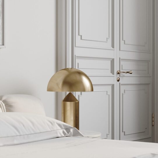 Trenton Lamp by Shonne takes two 72 Watt, E26 medium base halogen bulbs.