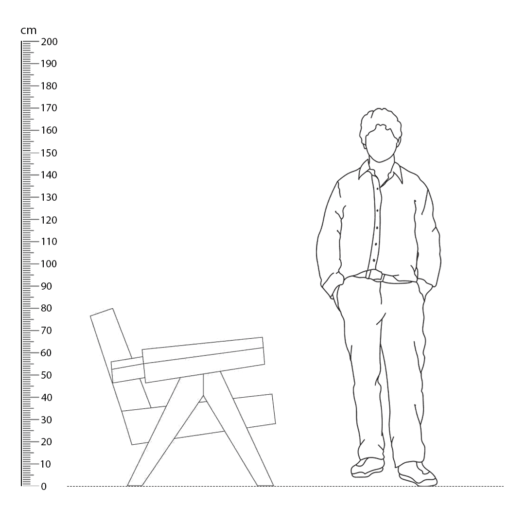 Chandigarh Armchair Replica Height Comparison - 053 capitol complex armchair