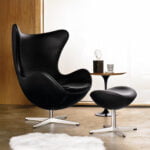 Egg Chair with Stool Black Leather 1 | Sohnne®