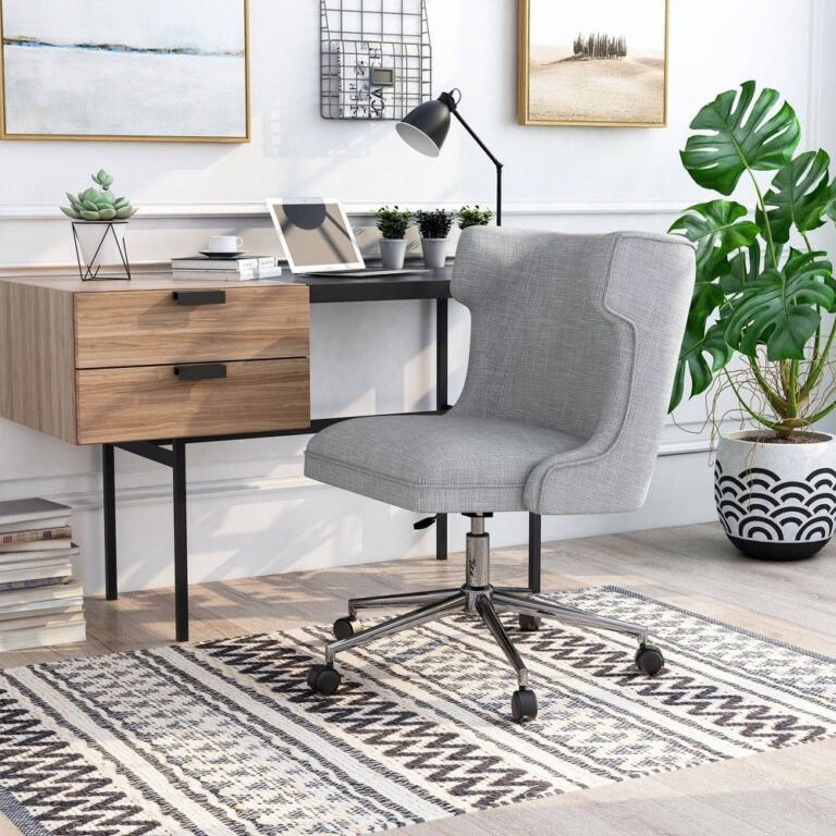 Nay Modern Wingback Home Office Desk Chair Light Gray miBasics - grey office chair