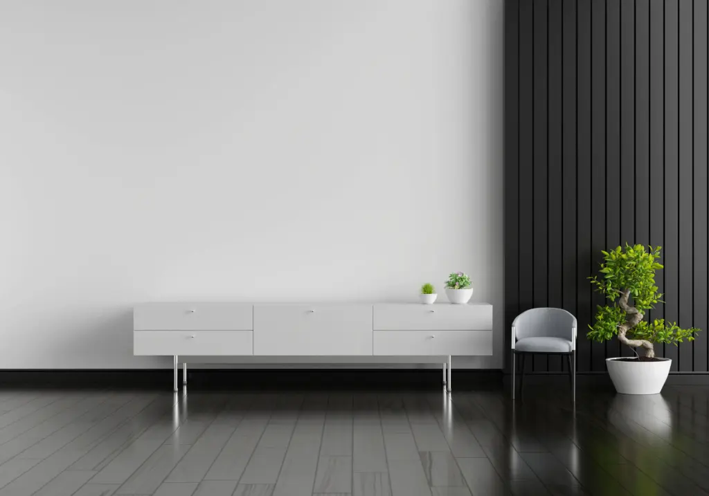 white sideboard living room interior with copy space - tropical living room furniture