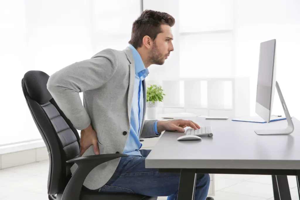 Incorrect Posture Concept Man Sitting Office Table