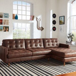 EssexLeatherSectional main - brown couch living room