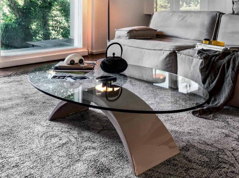 Tudor Modern coffee Table by Tonin Casa Italy oval - how to style a glass coffee table