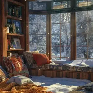 cozy room with window bed with pillows blankets generate ai image - reading nook ideas, comfy seating